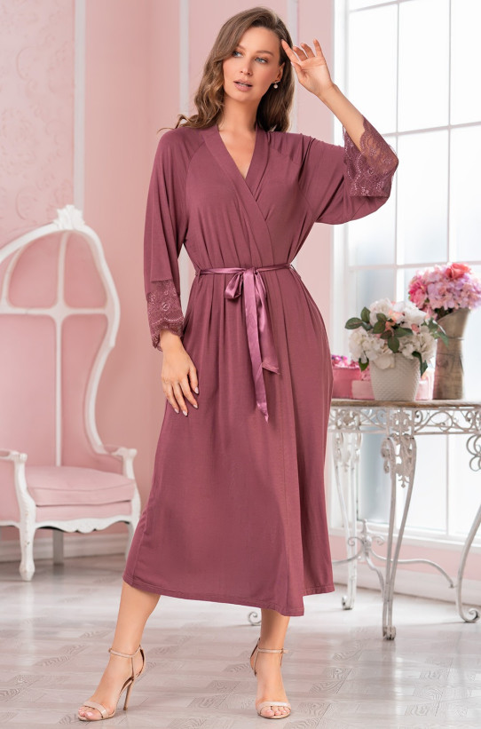 Халат длинный женский из вискозы Mia-Amore "Leticia" 1679 какао