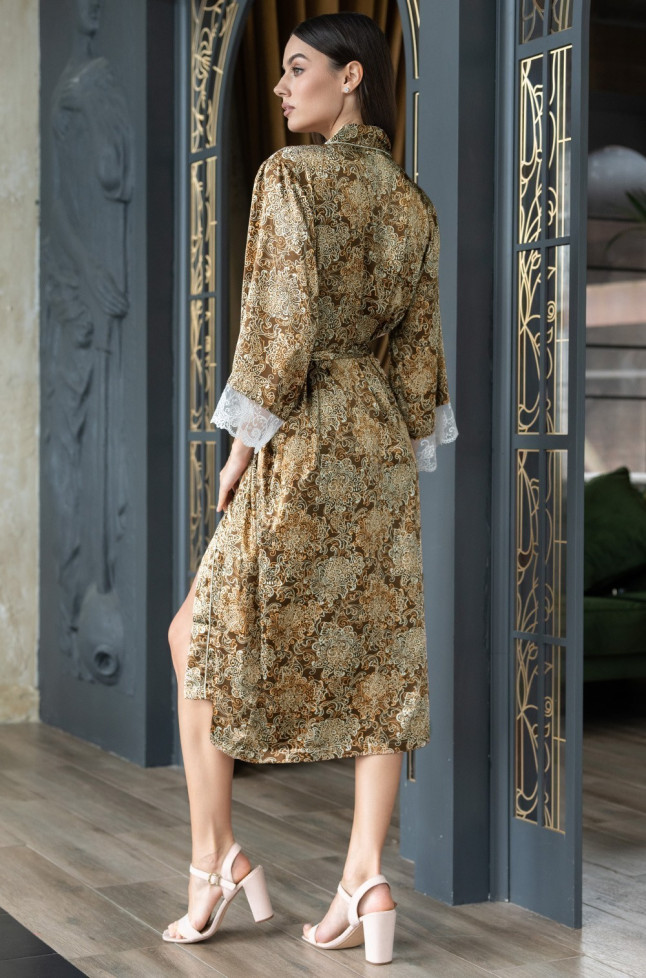 Халат женский длинный шелковый Mia-Amore "Cappuccino" 3119