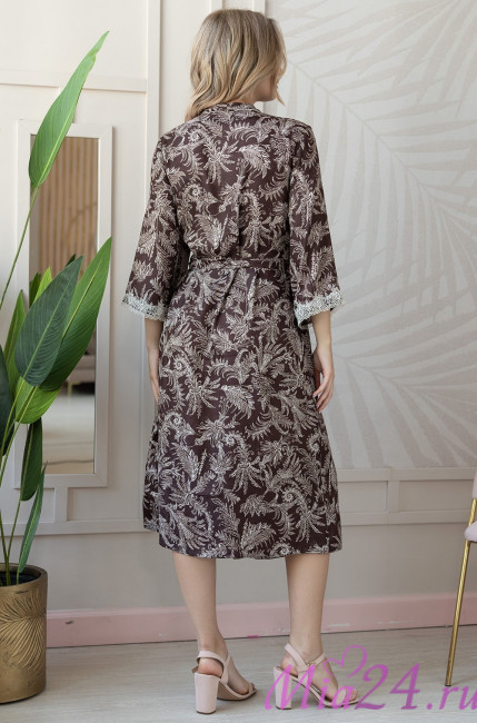 Халат шелковый длинный Mia-Amore "Evita" 3089 шоколад