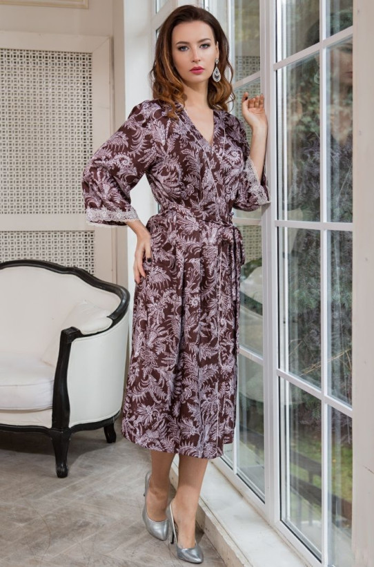 Халат шелковый длинный Mia-Amore "Evita" 3089 шоколад