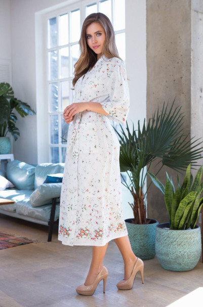 Халат длинный из хлопка "Daisy" Mia-Mia 16319