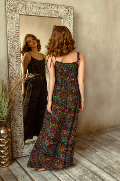 Платье домашнее женское Reina 16471 'Mia-Mia' - длинное, прямое, на бретелях