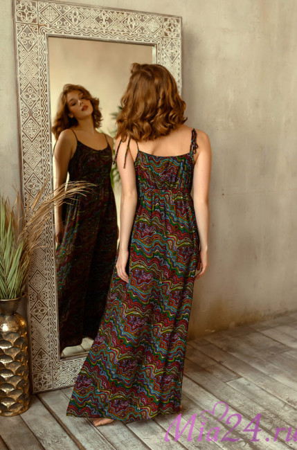 Платье домашнее женское Reina 16471 'Mia-Mia' - длинное, прямое, на бретелях Платье домашнее женское Reina 16471 'Mia-Mia' - длинное, прямое, на бретелях