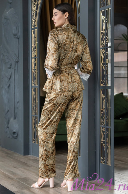 Комплект домашний женский шелковый Mia-Amore Cappuccino 3116 