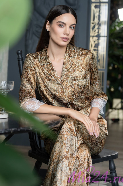 Комплект домашний женский шелковый Mia-Amore Cappuccino 3116 