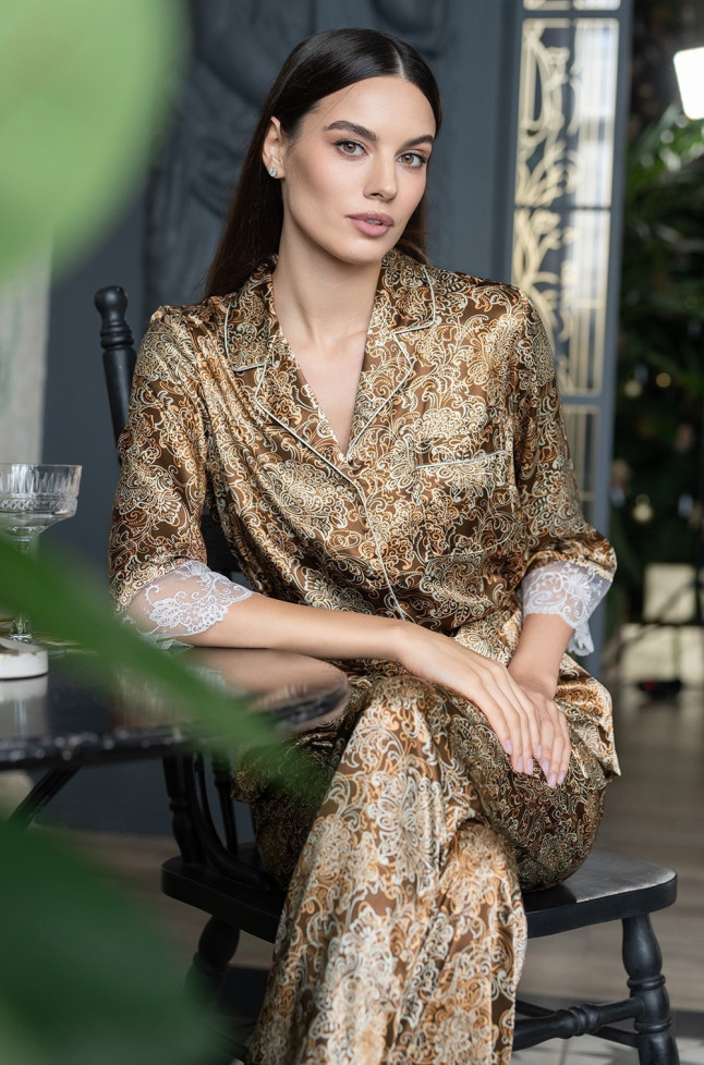 Комплект домашний женский шелковый Mia-Amore Cappuccino 3116 