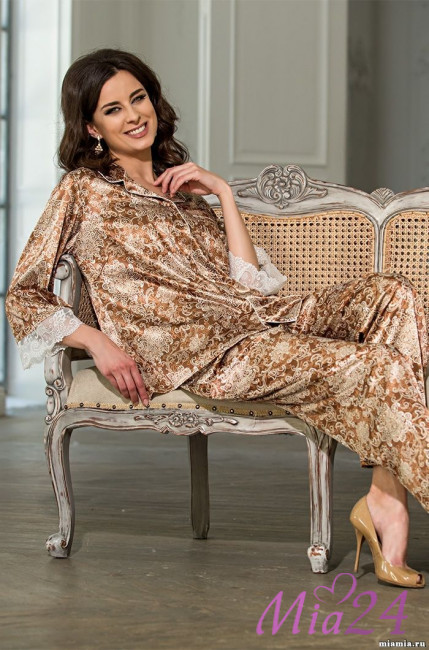 Комплект домашний женский шелковый Mia-Amore Cappuccino 3116 