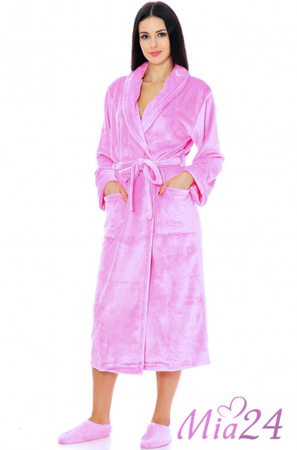 Халат женский длинный из микрофибры S-Family 68-C розовый Халат женский длинный из микрофибры S-Family 68-C розовый