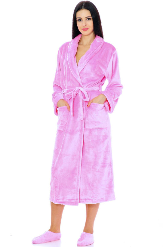 Халат женский длинный из микрофибры S-Family 68-C розовый