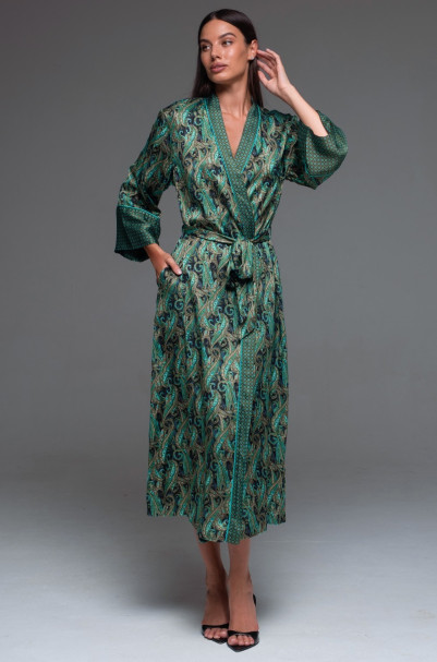 Халат женский длинный шелковый Mia-Amore "Amina" 4109