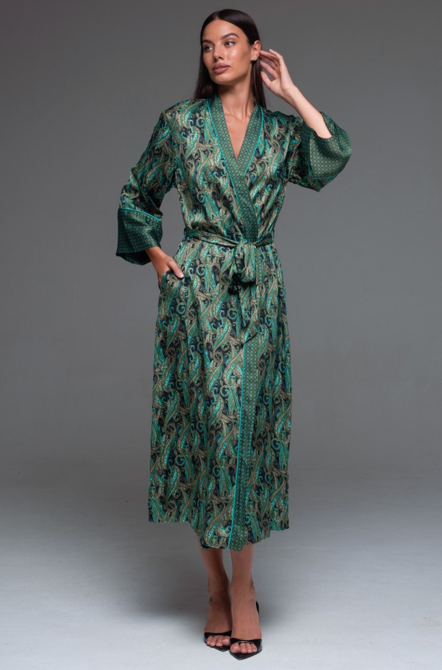 Халат женский длинный шелковый Mia-Amore "Amina" 4109