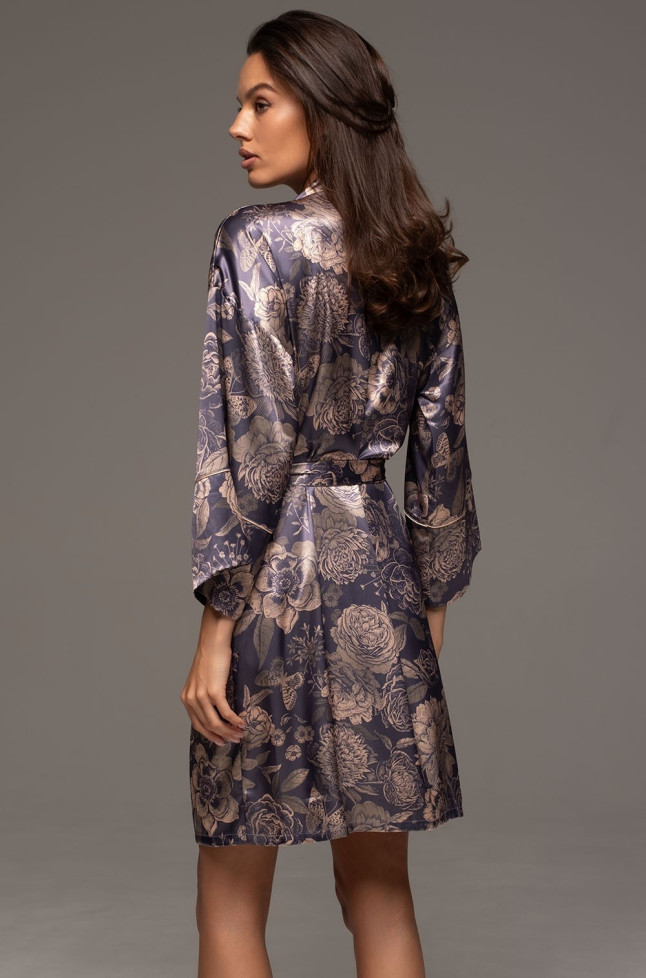 Халат-кимоно короткий женский Giaconda (Джаконда) 4683 Mia-Amore - с рукавом 3/4, кантами, карманами и поясом 
