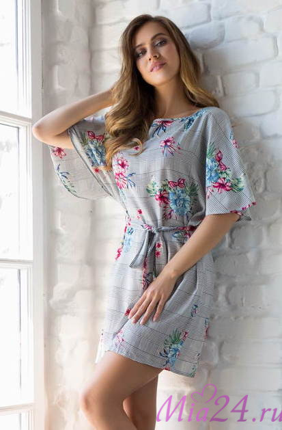 Туника женская с коротким рукавом из вискозы Mia-Mia "Alice" 16324 серый Туника женская с коротким рукавом из вискозы Mia-Mia "Alice" 16324 серый