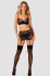 Комплект кружевного белья 3 предмета Obsessive Peonesia set черный Комплект кружевного белья 3 предмета Obsessive Peonesia set черный