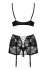 Комплект кружевного белья 3 предмета Obsessive Peonesia set черный Комплект кружевного белья 3 предмета Obsessive Peonesia set черный