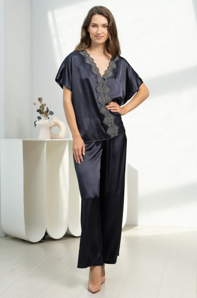 Комплект домашний женский шелковый блуза+брюки Mia-Amore "Emmanuelle" 4346