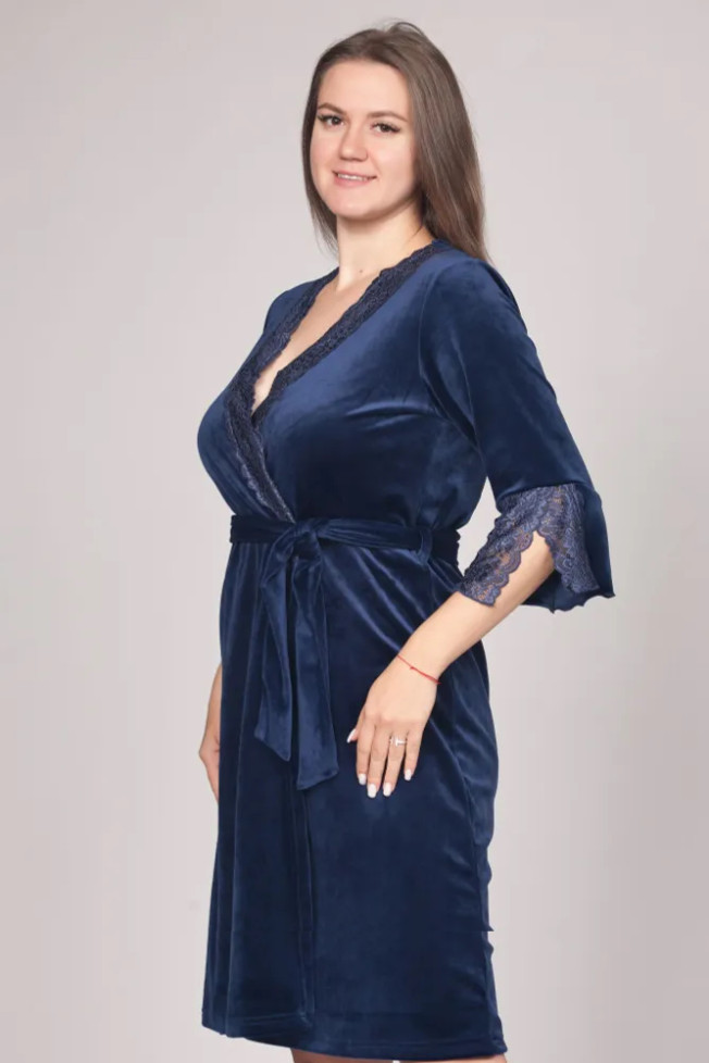 Халат велюровый женский Весталия 3707 синий