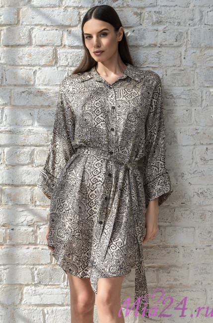 Халат короткий женский на пуговицах Mia-Amore "Runa" 3997