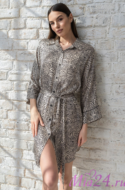 Халат короткий женский на пуговицах Mia-Amore "Runa" 3997