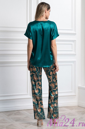 Комплект женский Emerald 3744 'Mia-Amore' - топ и брюки, шелковый 