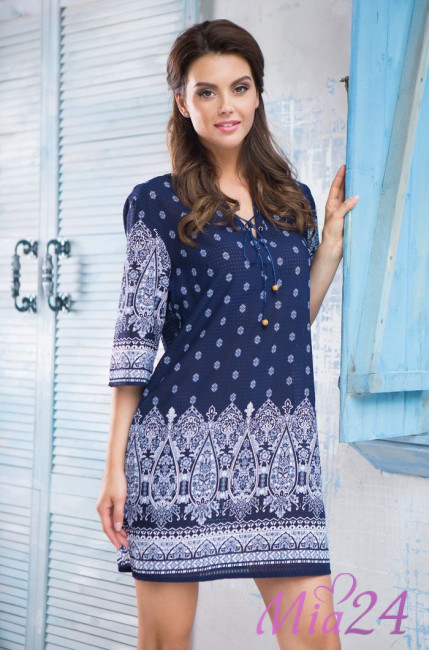 Туника женская домашняя Mia-Mia "Leona" 16214 синий Туника женская домашняя Mia-Mia "Leona" 16214 синий