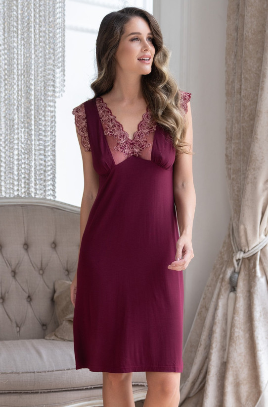 Сорочка женская с кружевом Mia-Amore Nuar 6245 бордо