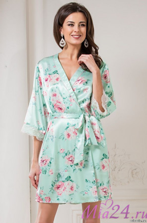 3023 Халат шелковый "Rosalinda" мятный
