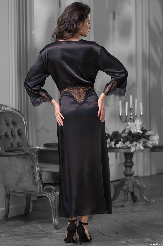 Длинный пеньюар женский с кружевом Mia-Amore "Madison" 8929