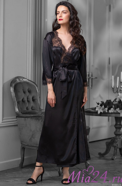 Длинный пеньюар женский с кружевом Mia-Amore "Madison" 8929