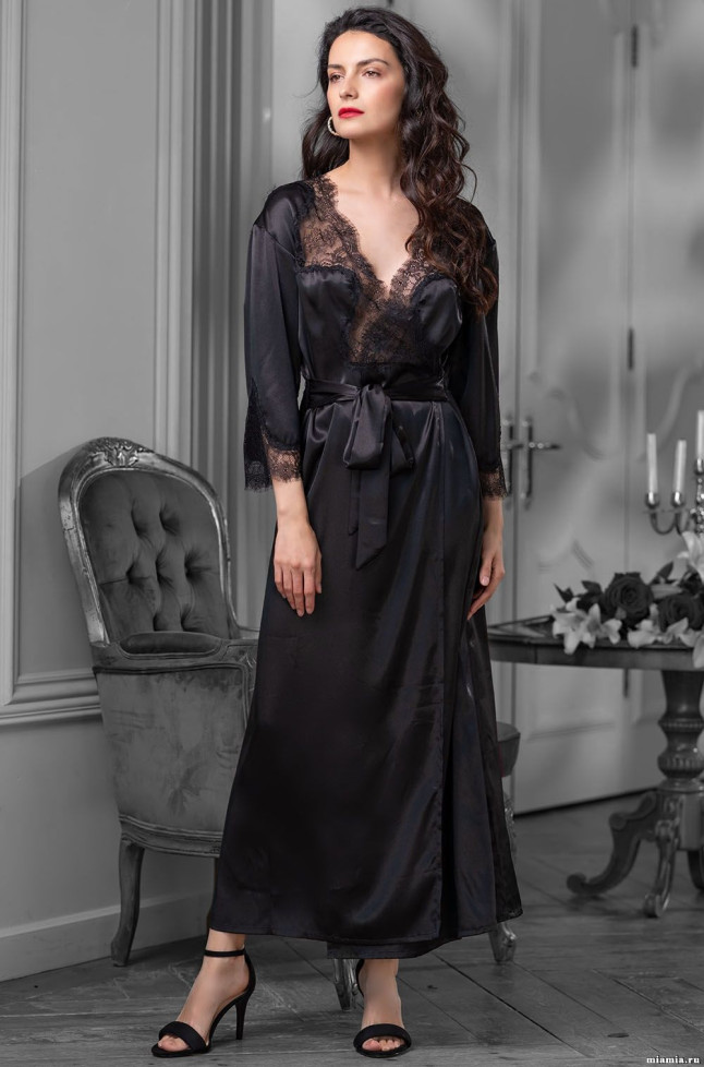 Длинный пеньюар женский с кружевом Mia-Amore "Madison" 8929