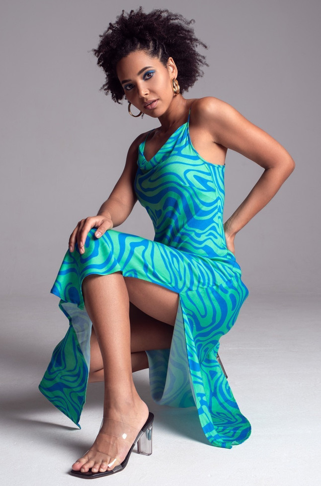 Платье длинное женское из вискозы с шелком Mia-Amore "Seville" 5068 бирюза