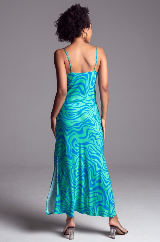 Платье длинное женское из вискозы с шелком Mia-Amore "Seville" 5068 бирюза