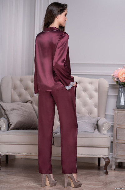 Комплект домашний женский шелковый Mia-Amore "Laura" 3296 бордо