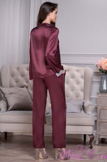 Комплект домашний женский шелковый Mia-Amore "Laura" 3296 бордо