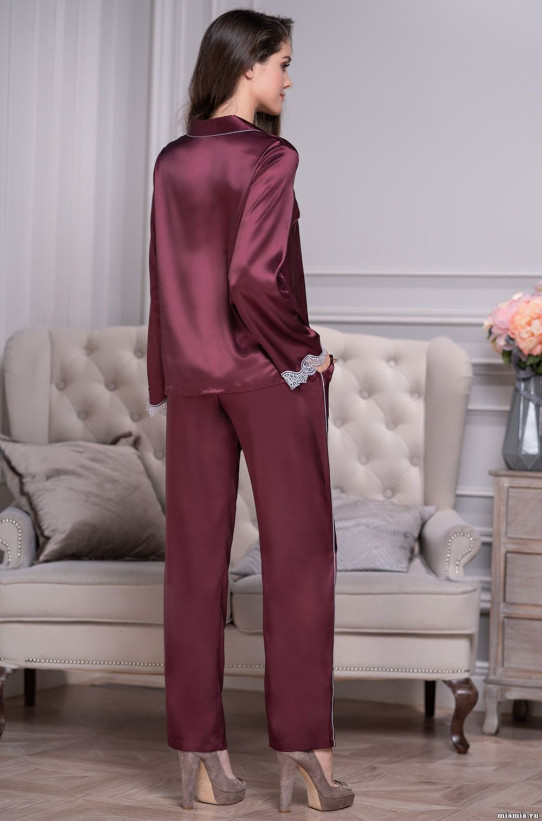 Комплект домашний женский шелковый Mia-Amore "Laura" 3296 бордо