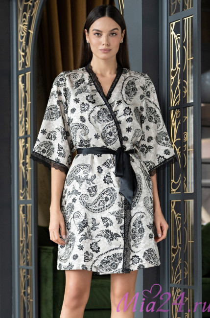 Халат из жаккарда женский Mia-Amore "Perseya" 7983 молочный  Халат из жаккарда женский Mia-Amore "Perseya" 7983 молочный