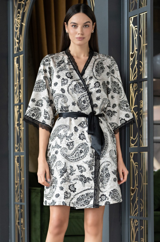 Халат из жаккарда женский Mia-Amore "Perseya" 7983 молочный
