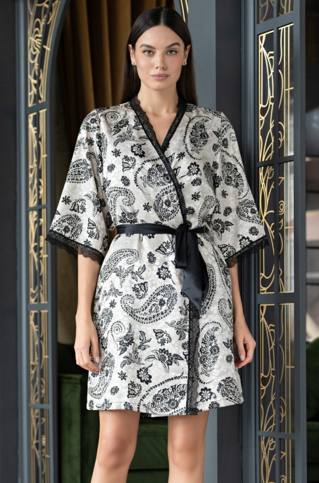 Халат из жаккарда женский Mia-Amore "Perseya" 7983 молочный 