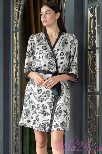 Халат из жаккарда женский Mia-Amore "Perseya" 7983 молочный  Халат из жаккарда женский Mia-Amore "Perseya" 7983 молочный