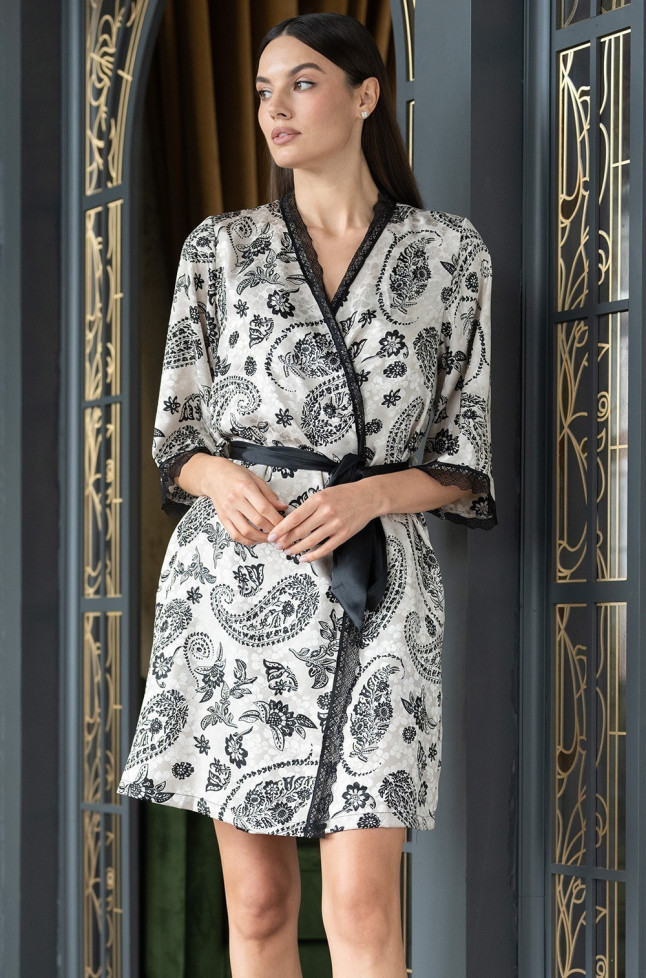 Халат из жаккарда женский Mia-Amore "Perseya" 7983 молочный 