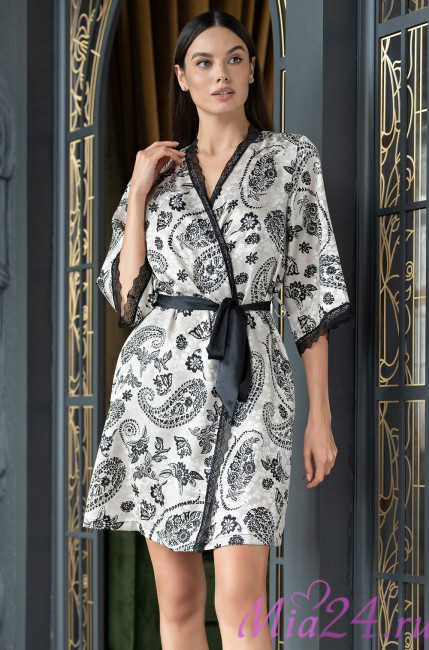 Халат из жаккарда женский Mia-Amore "Perseya" 7983 молочный  Халат из жаккарда женский Mia-Amore "Perseya" 7983 молочный