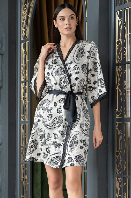 Халат из жаккарда женский Mia-Amore "Perseya" 7983 молочный