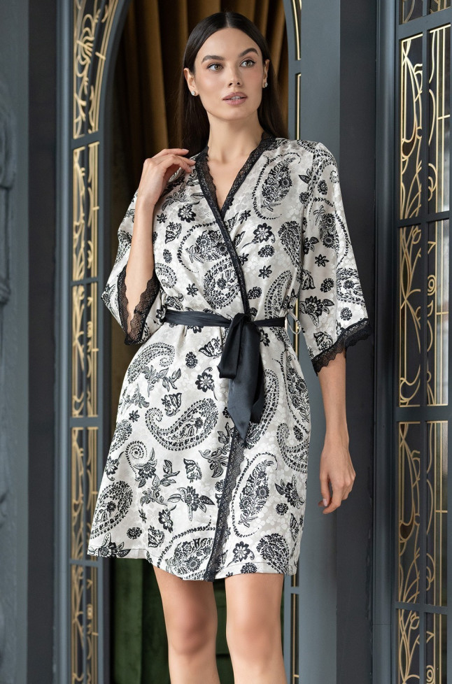 Халат из жаккарда женский Mia-Amore "Perseya" 7983 молочный 