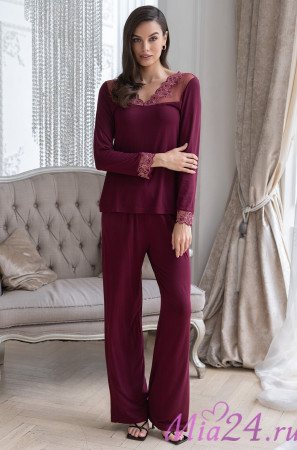 Комплект домашний женский с брюками Mia-Amore Nuar 6246 бордо