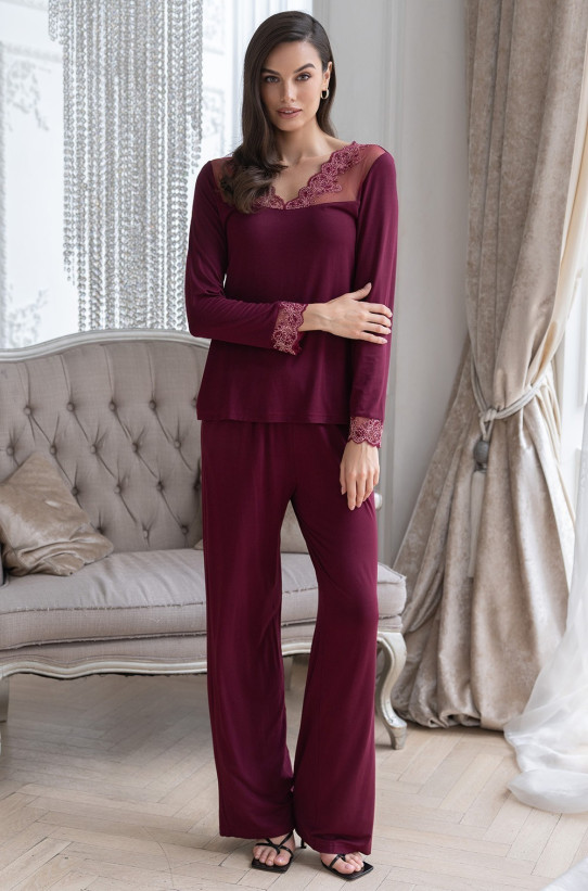 Комплект домашний женский с брюками Mia-Amore Nuar 6246 бордо