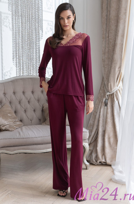 Комплект домашний женский с брюками Mia-Amore Nuar 6246 бордо