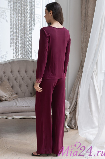 Комплект домашний женский с брюками Mia-Amore Nuar 6246 бордо