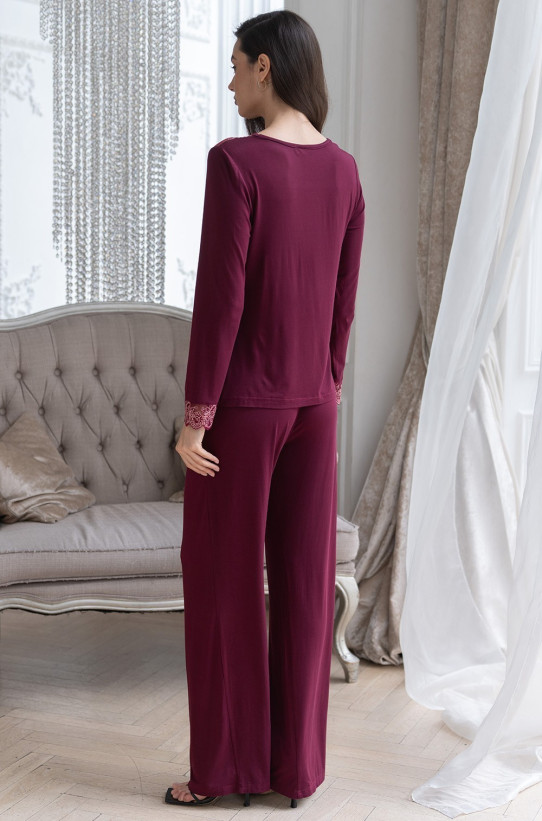 Комплект домашний женский с брюками Mia-Amore Nuar 6246 бордо