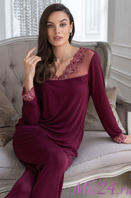 Комплект домашний женский с брюками Mia-Amore Nuar 6246 бордо
