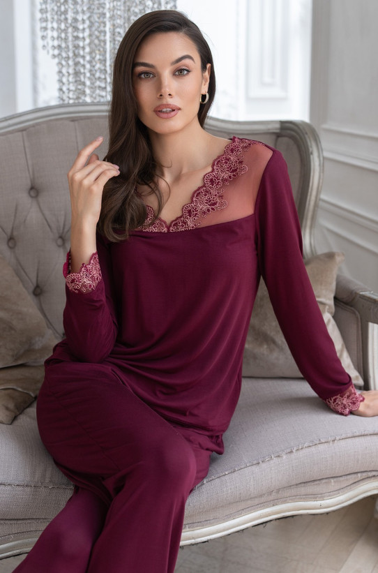 Комплект домашний женский с брюками Mia-Amore Nuar 6246 бордо
